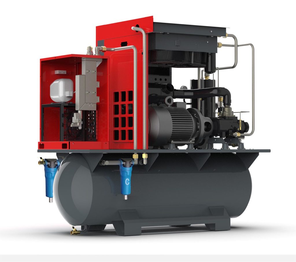 Show the internal details of combing screw air compressor